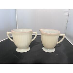 Vintage Macbeth Evans Monax Petalware Footed Creamer and Sugar Set